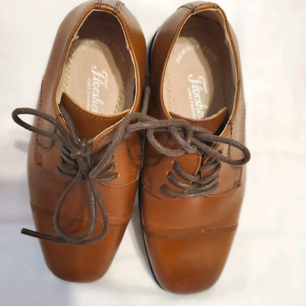 Florsheim Kids Cap Toe Oxfords Boys Cognac Leather Size 12m